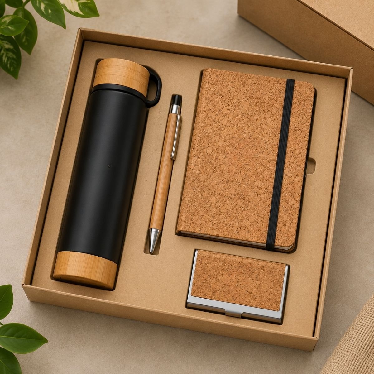 Eco Friendly Corporate Gift Set with Stainless Steel Mug and Card Holder - Image 2