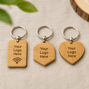 Bamboo NFC Smart Tag | Eco-Friendly RFID Wooden Token for Digital Sharing, Access & Automation