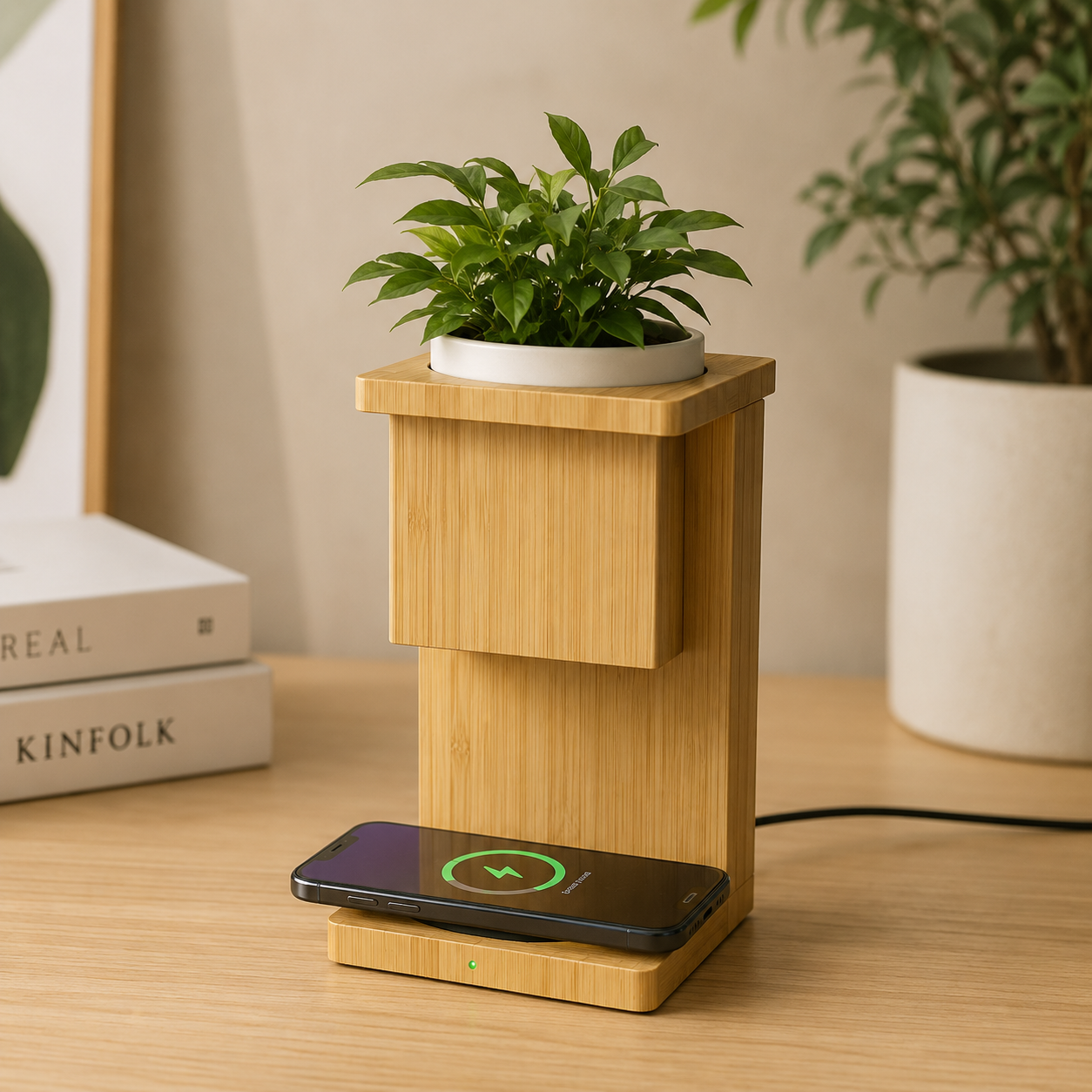 Innovative Wireless Charger With Potted Plant Holder