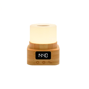 Bamboo Touch Night Light with Digital Clock - 8-color LED Bedside Lamp