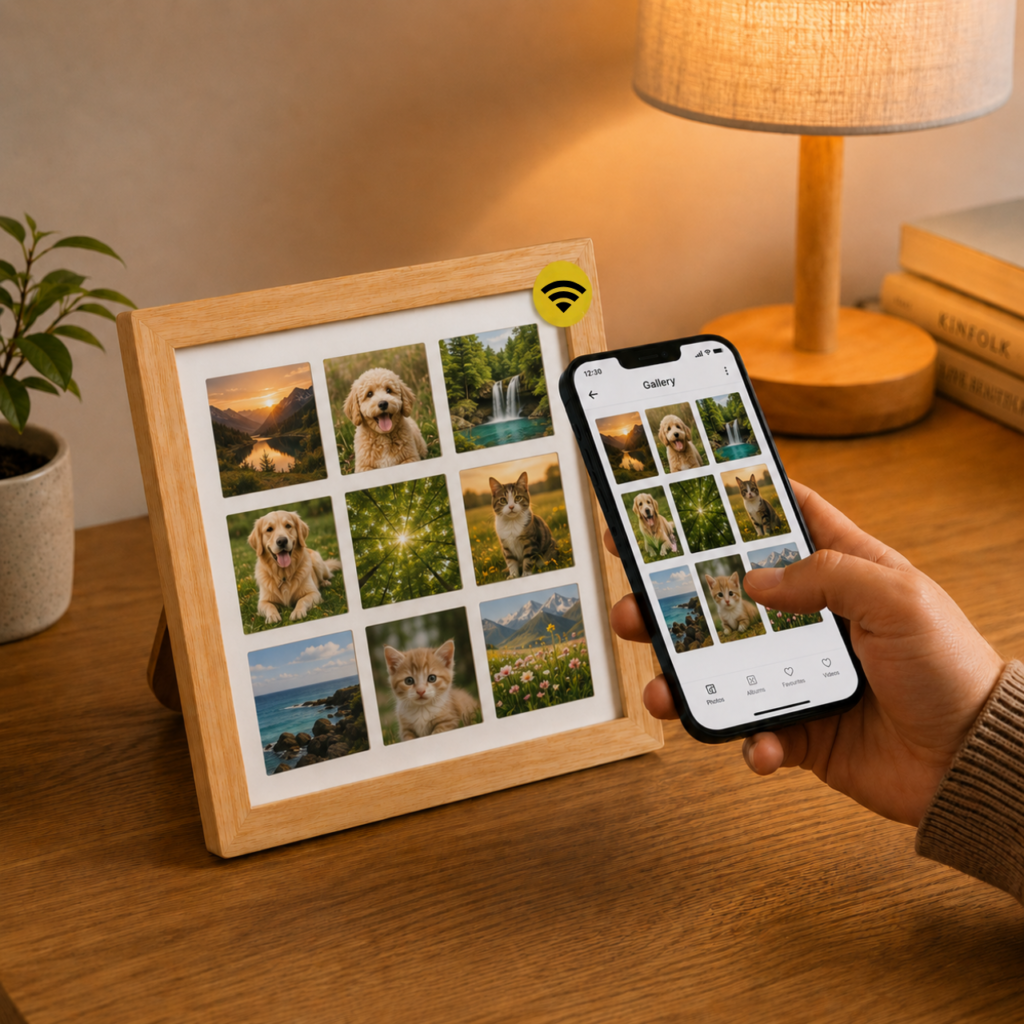 NFC Smart Wooden Photo Frame - Desk & Bedside NFC Display Frame