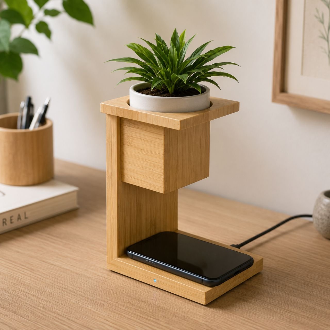 Innovative Wireless Charger With Potted Plant Holder - Image 2