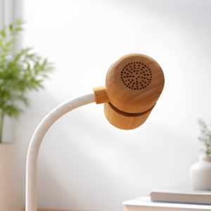Bamboo LED Table Lamp with Wireless Charging & Bluetooth Speaker - Multifunction Desk & Bedside Lamp